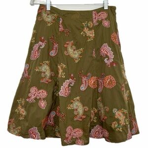 Johnny Was Flowy A Line Embroidered Modest Feminine Skirt Size 2